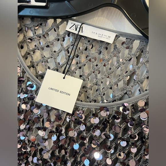 Zara limited mesh sequin sweater NWT size small - Picture 3 of 8